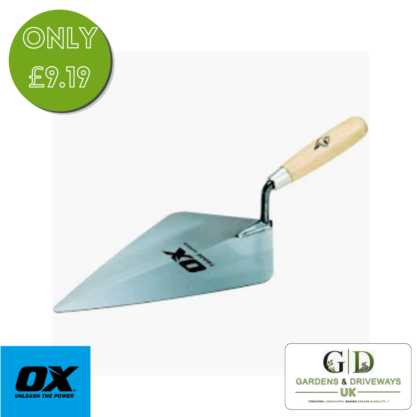 OX Trade Brick Trowel London - Wooden Handle - 280mm / 11in