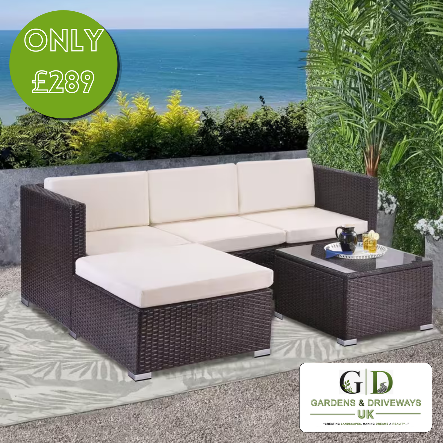 Large Rattan L-Shape Sofa Set