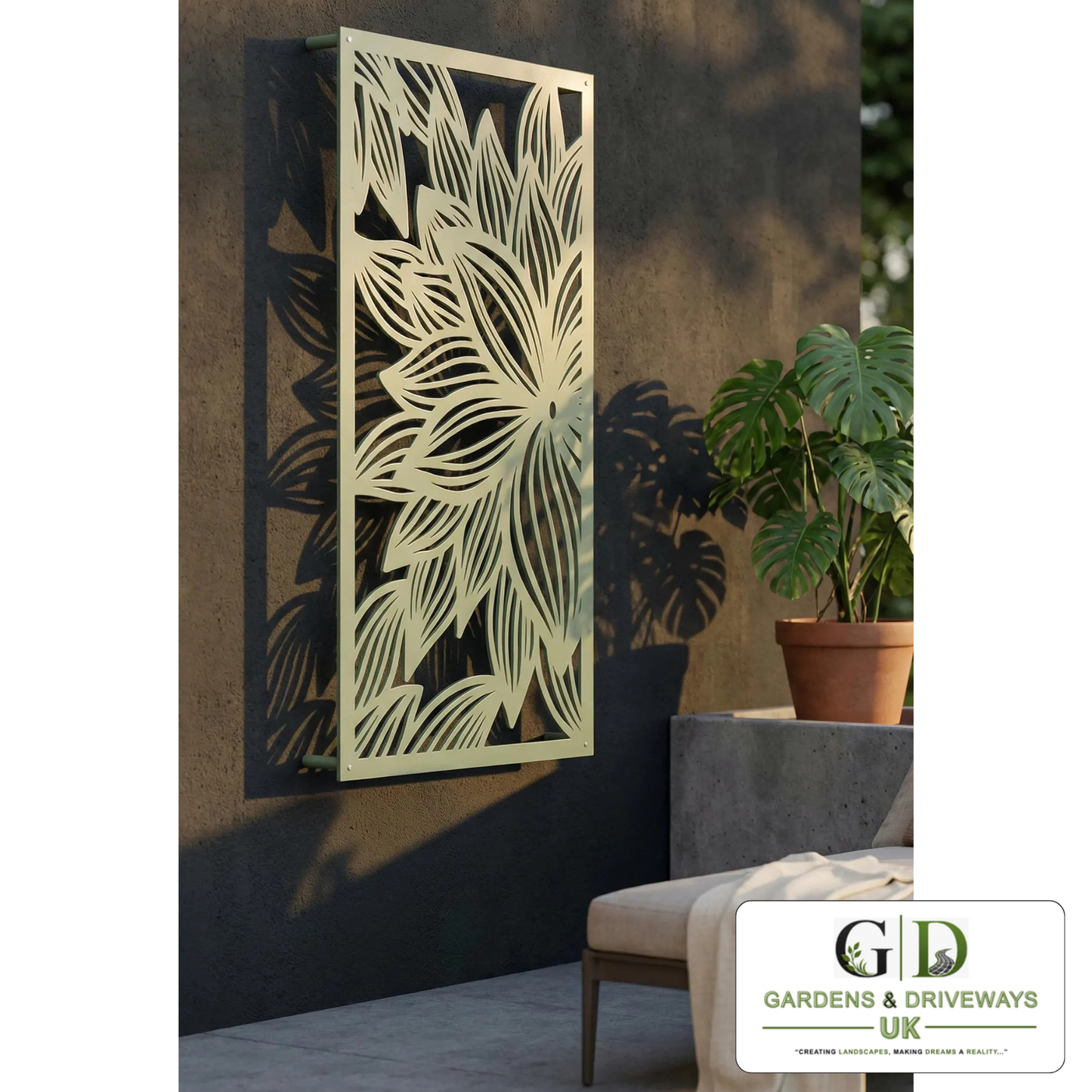 Metal Flower Wall Art Garden Screen – 2mm Steel Decorative Panel – 1m x 0.5m