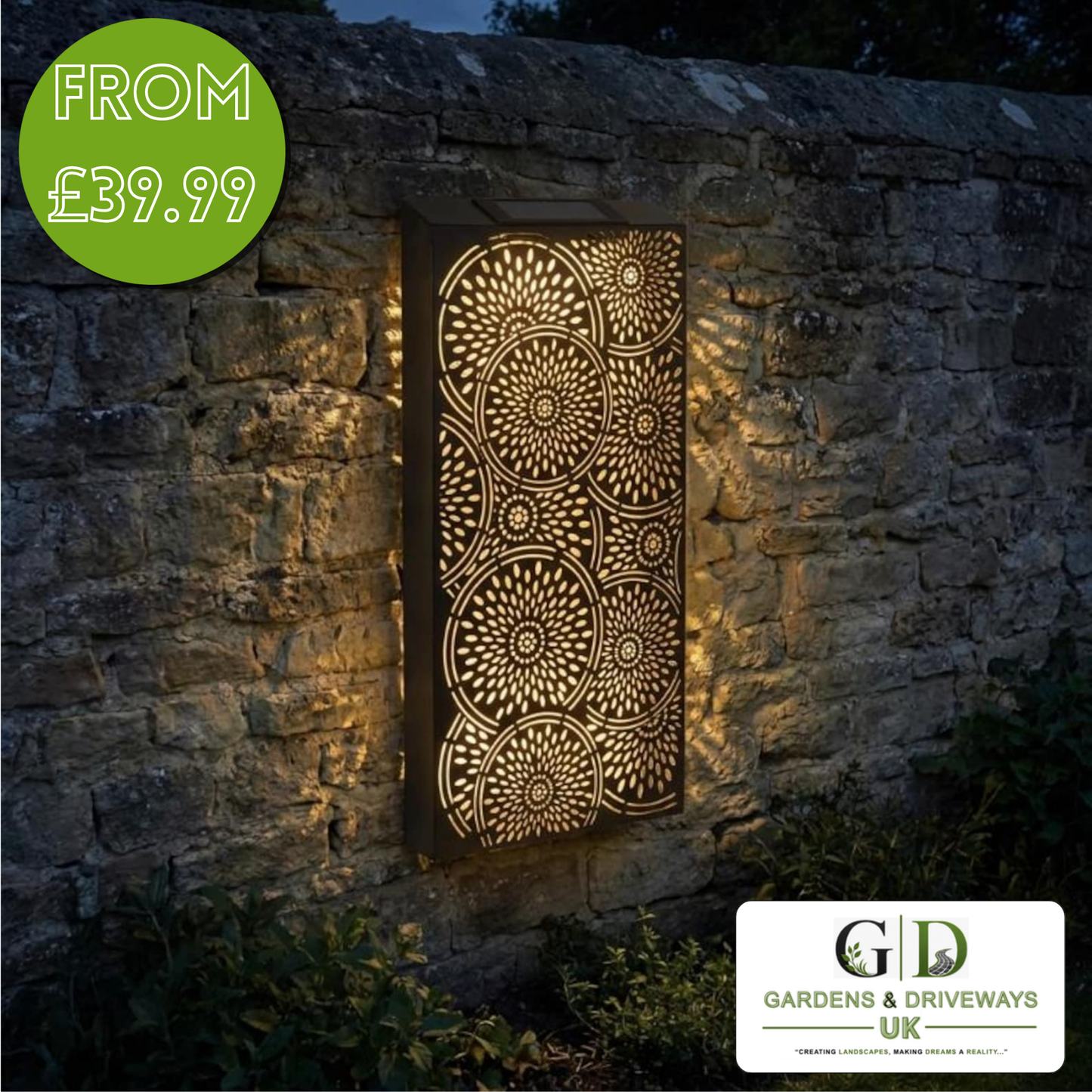 Metal Pattern Solar Wall Panel Garden Light