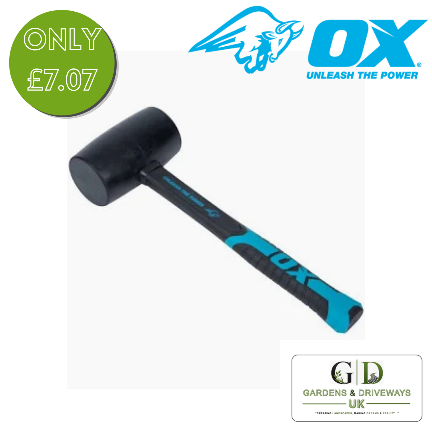 OX Trade Black Rubber Mallet - 24oz / 680g