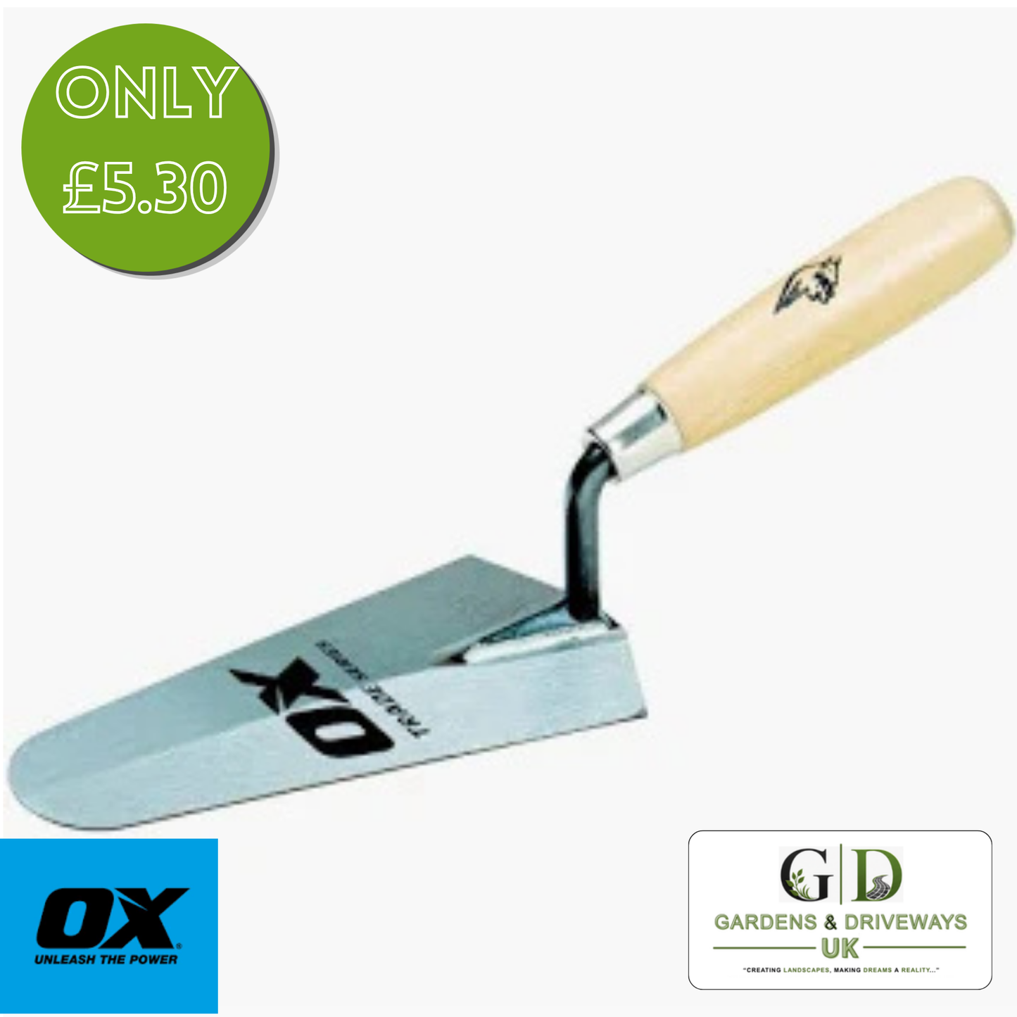 OX Trade Gauging Trowel - Wooden Handle - 180mm / 7in