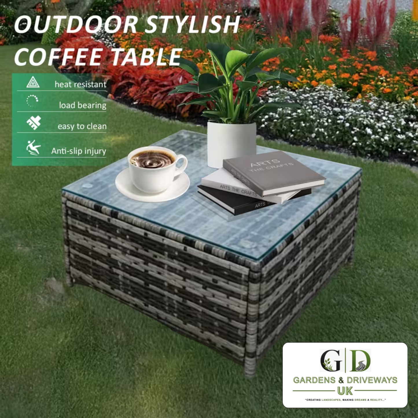 Rattan Furniture Corner Sofa L-Shaped 4 Seater Table Set